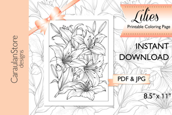 Download Floral Coloring Page, Lily Line Art - Floral Collection