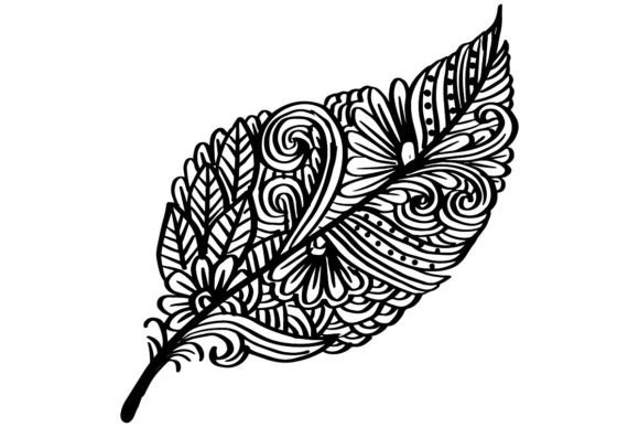 Download Doodle Zentangle Feather with Floral Orn - Floral Collection
