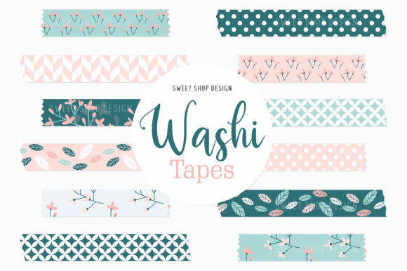 Download Digital Washi Tape Blue Pink Floral - Floral Collection