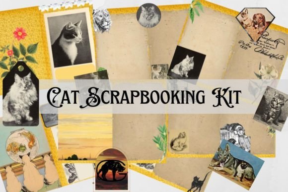 Download Cat Junk Journal, Cat Scrapbooking Kit - Book Collection