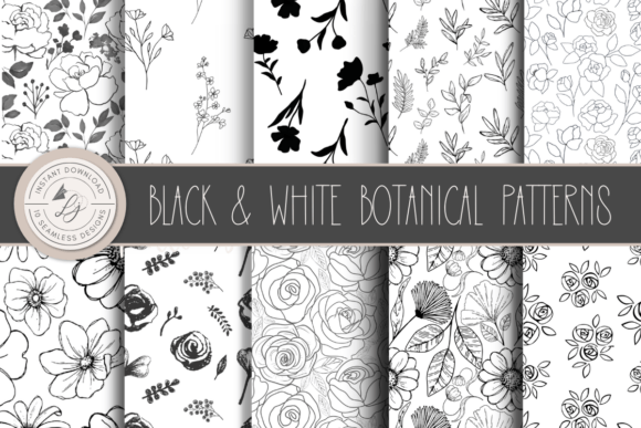 Download Black and White Seamless Floral Patterns - Floral Collection