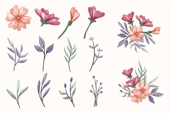 Download Botanic Blossom Floral Foliage Elements - Floral Collection