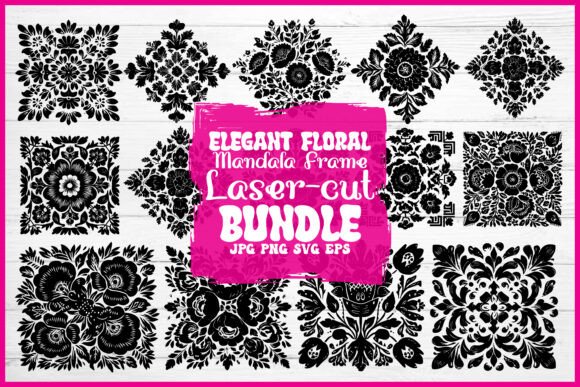 Download Elegant Floral Mandala Frame Laser Cut Bundle - Floral Collection