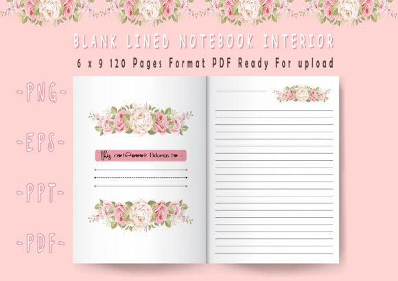 Download Blank Lined Floral Interior Notebook - Book Collection
