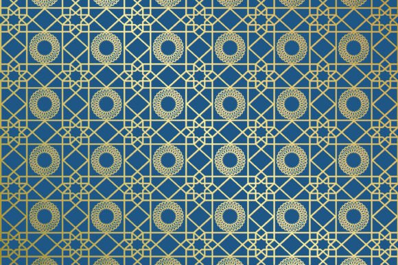 Download Blue Gold Islamic Geometric Pattern - Premium Bundle
