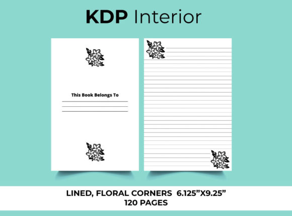 Download Lined Floral Interior Notebook for KDP - Book Collection
