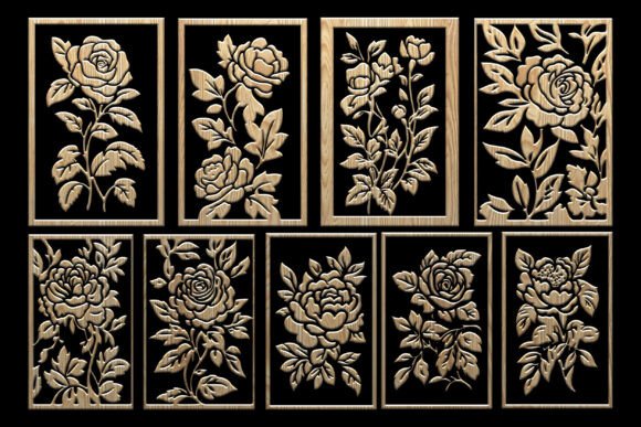 Download Floral CNC Wood Carving Panel Designs - Floral Collection