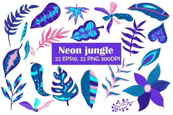 Download Neon Floral Set Isolated | Botanic Neon - Floral Collection