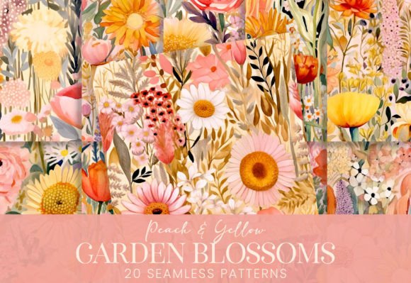 Download Peach Pink Yellow Spring Floral Patterns - Floral Collection