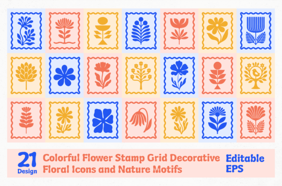 Download Decorative Floral Icons and Nature Motif - Floral Collection