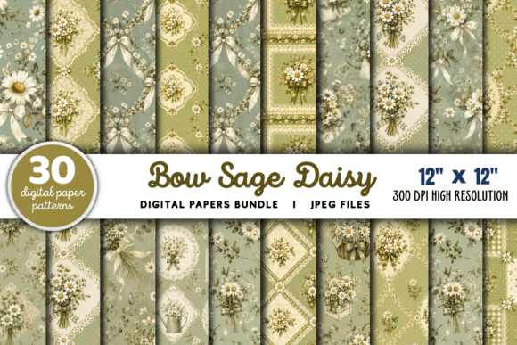 Download Bow Sage Daisy Floral Patterns Bundle - Floral Collection