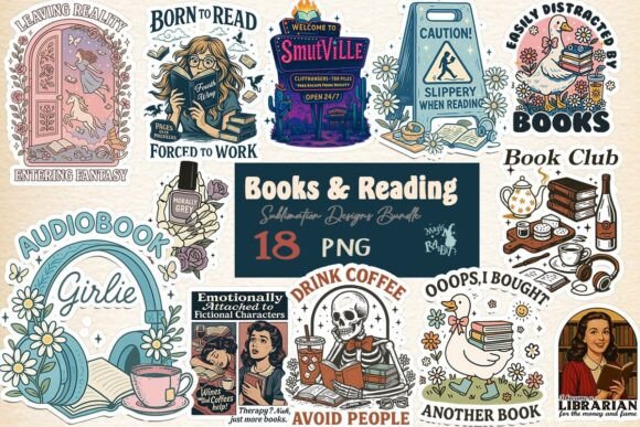 Download Reading Books Sublimation Bundle - Book Collection