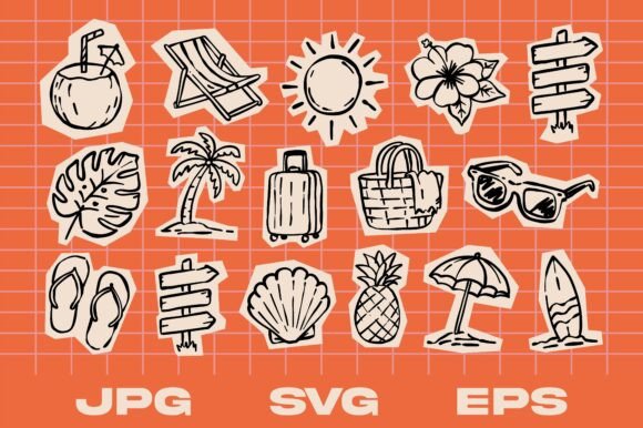 Download Summer Beach Scrapbook Element Set - Book Collection